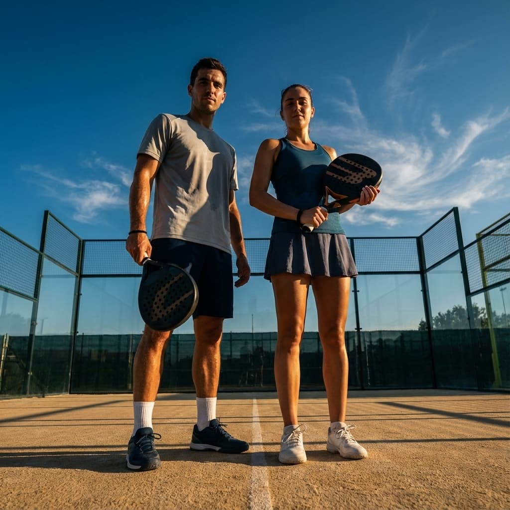 Padel players on court
